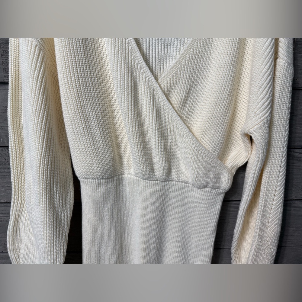 Tularosa Revolve Mia Cream Winter White Ivory Surplice Mini Dress Sz Large - Picture 6 of 14
